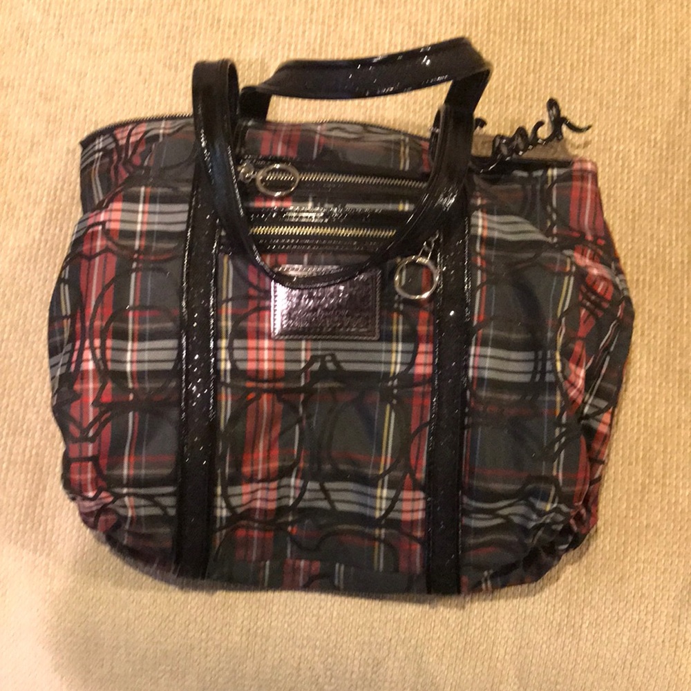 Coach tartan plaid tote
